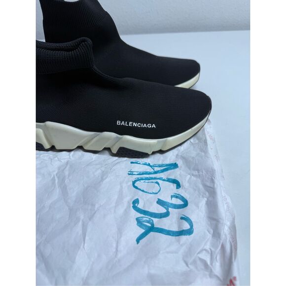 BALENCIAGA Speed Trainer Sneakers Black White Size 8 See Description - Picture 16 of 16